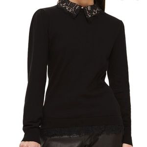 Lace collar sweater - topshop